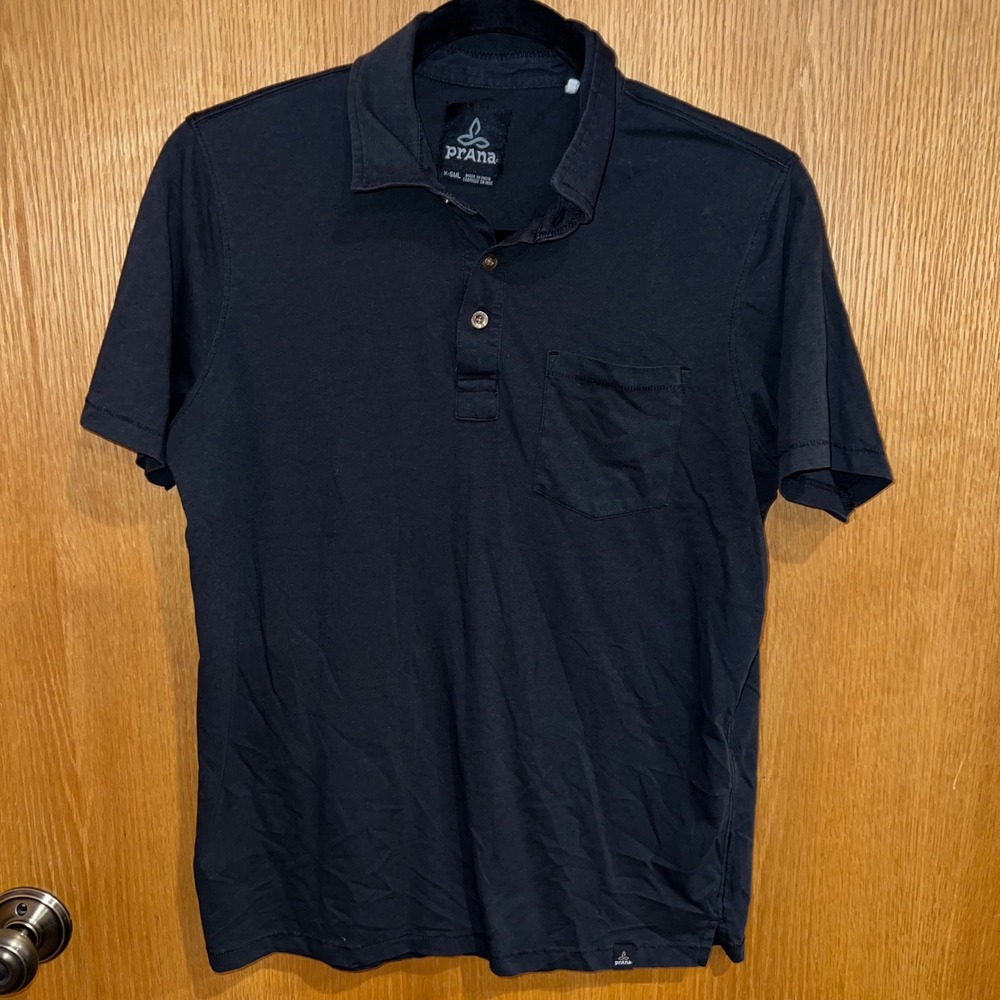 Prana Polo Shirt Mens Small Black Breathe Short Sleeve Pocket M11181339